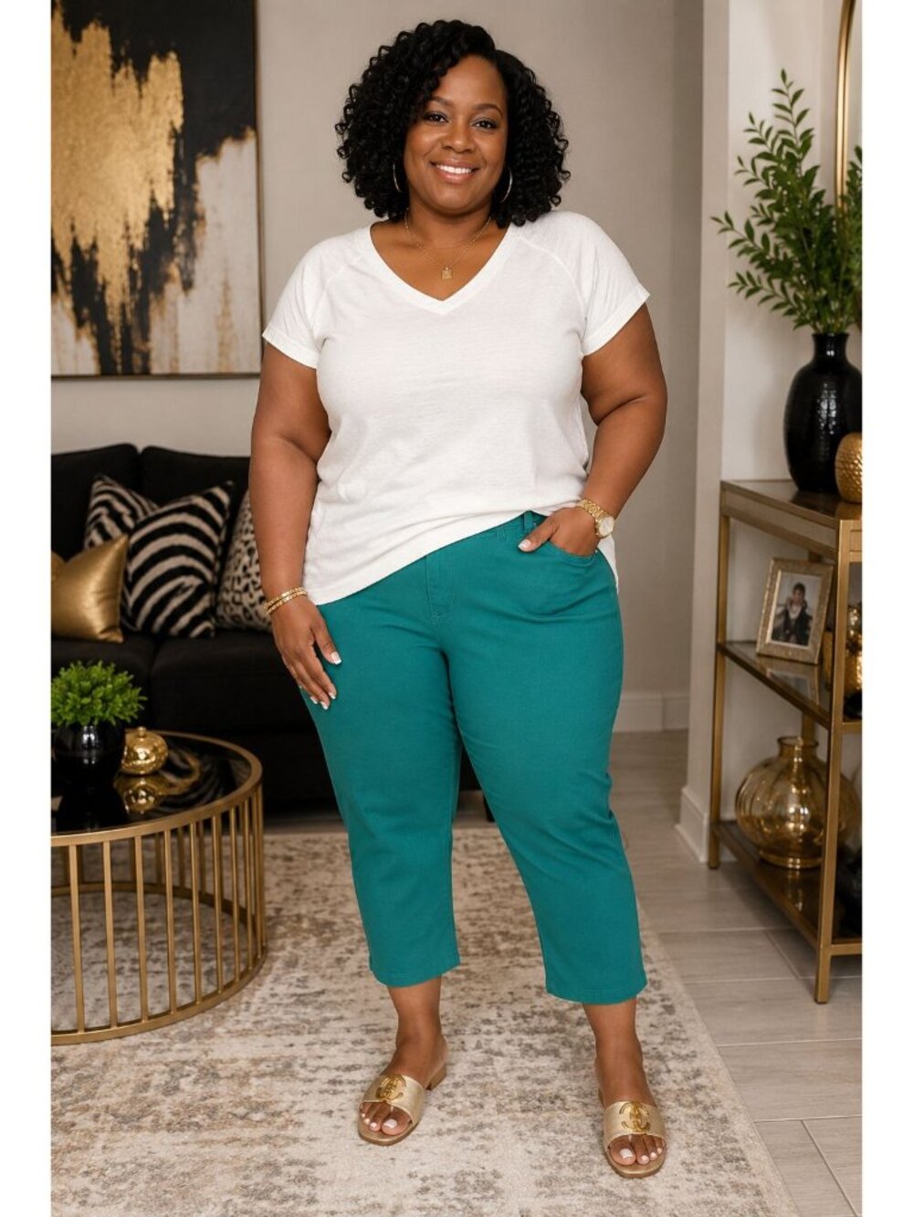 Lee Plus Size 20 Capri Pants Midrise Vibrant Teal Stretch Cropped Comfortable - Picture 8 of 8